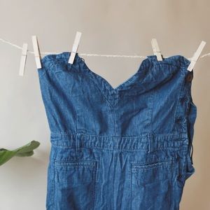 Halter-top Denim Jumpsuit/Romper